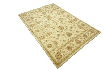 Tapis Afghan Chobi Ziegler 237x168 noué main 170x240 beige fleuri poil court Orient 4