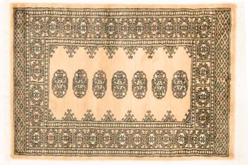 Tapis Pakistan Boukhara 122x78 noué main 80x120 beige motif géométrique poils bas 1