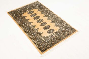 Tapis Pakistan Boukhara 122x78 noué main 80x120 beige motif géométrique poils bas 2