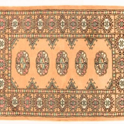 Pakistan Buchara 95x66 Handgeknüpft Teppich 70x100 Beige Geometrisch Muster Kurzflor