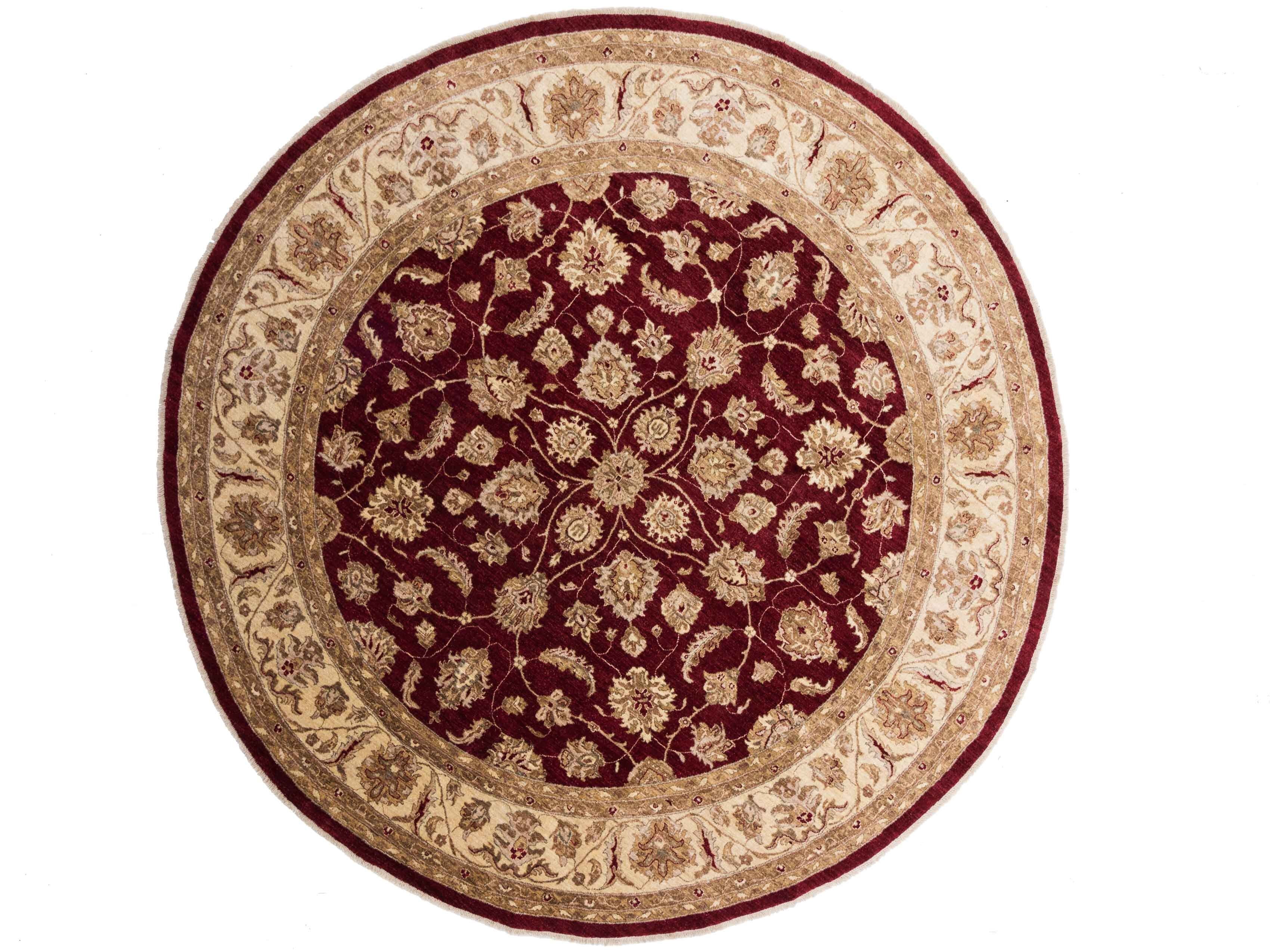 Afghan Chobi Ziegler rotondo 304x304 tappeto annodato a mano 300x300 quadrato rosso