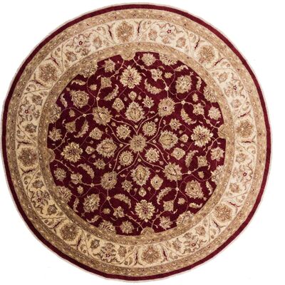 Afghan Chobi Ziegler round 304x304 hand-knotted carpet 300x300 square red