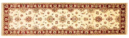 Afghan Chobi Ziegler 304x84 Handgeknüpft Teppich 80x300 Läufer Beige Blumenmuster