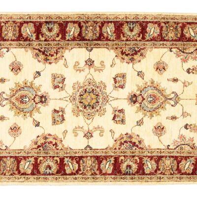 Afghan Chobi Ziegler 304x84 alfombra anudada a mano 80x300 runner beige flor patrón