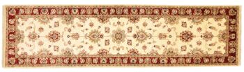Tapis Afghan Chobi Ziegler 304x84 noué main 80x300 tapis de passage beige motif fleur 1