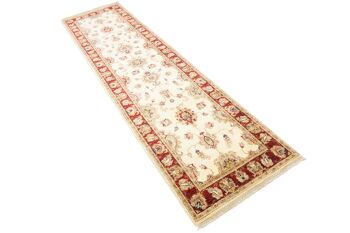 Tapis Afghan Chobi Ziegler 304x84 noué main 80x300 tapis de passage beige motif fleur 4