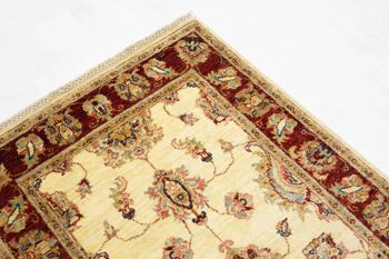 Tapis Afghan Chobi Ziegler 304x84 noué main 80x300 tapis de passage beige motif fleur 5