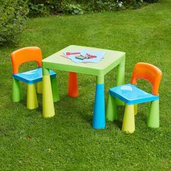 Ensemble table et chaises en plastique multicolore pour enfants 2
