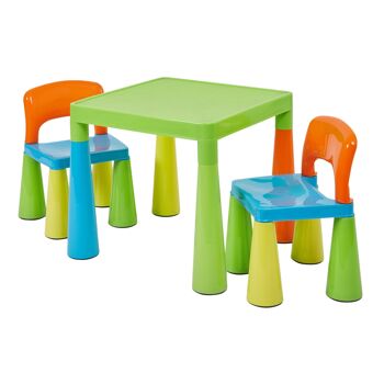 Ensemble table et chaises en plastique multicolore pour enfants 3