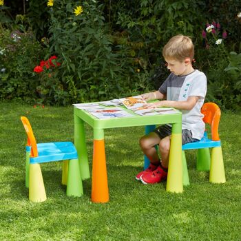 Ensemble table et chaises en plastique multicolore pour enfants 4