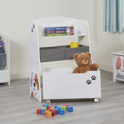 Unidad de almacenamiento para perros y gatos para niños con caja de juguetes desplegable