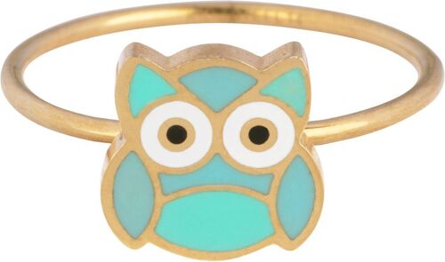 Big eye owl Gold steel Children's ring
