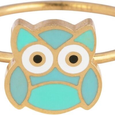 Big eye owl Gold steel Children's ring