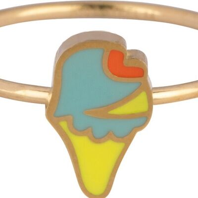 Anillo infantil Helado Acero dorado