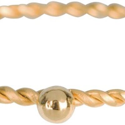 Anello Dot Twisted Acciaio Oro Lucido