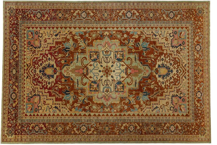 Afghan Chobi Ziegler 410x282 tappeto annodato a mano 280x410 beige motivo geometrico