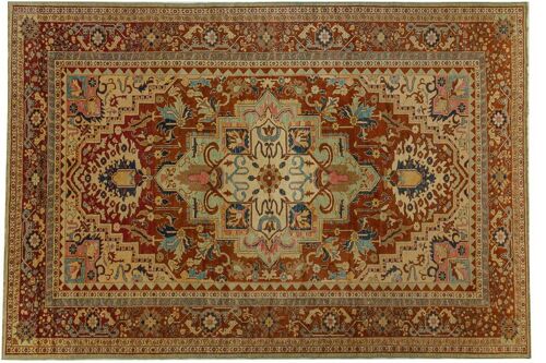 Afghan Chobi Ziegler 410x282 Handgeknüpft Teppich 280x410 Beige Geometrisch Muster