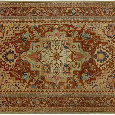 Tapis Afghan Chobi Ziegler 410x282 noué main 280x410 motif géométrique beige