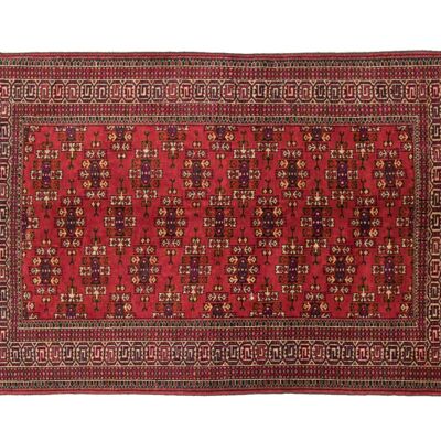 Caucasus Yamut 177x128 alfombra anudada a mano 130x180 rojo patrón geométrico pelo bajo