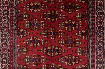 Tapis Caucase Yamut 177x128 noué main 130x180 motif géométrique rouge poils ras 5