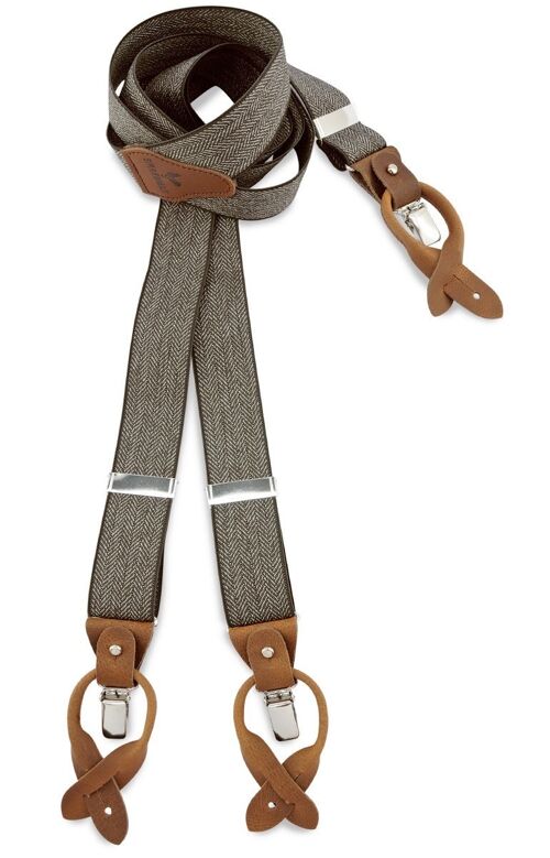 Sir Redman deluxe suspenders Herringbone pattern brown