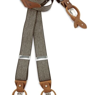 Sir Redman deluxe suspenders Herringbone pattern brown
