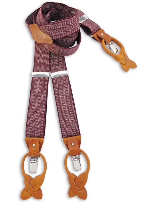 Sir Redman deluxe suspenders Herringbone pattern bordeaux