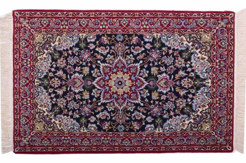 Perser Isfahan 106x69 Handgeknüpft Teppich 70x110 Mehrfarbig Orientalisch Kurzflor