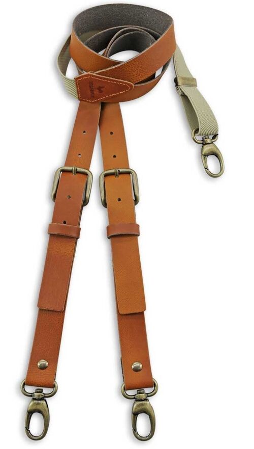 Sir Redman sturdy leather WORK suspenders cognac