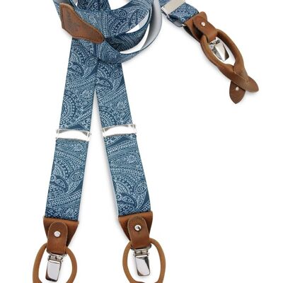 Sir Redman deluxe suspenders Paisley Sketch blue