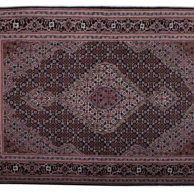 Perser Tabriz 150x107 Handgeknüpft Teppich 110x150 Grau Geometrisch Muster Kurzflor