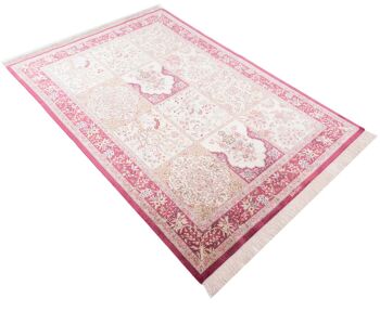 Tapis persan en soie Qom 200x138 tapis noué main 140x200 beige oriental 4