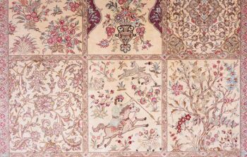 Tapis persan en soie Qom 200x138 tapis noué main 140x200 beige oriental 5