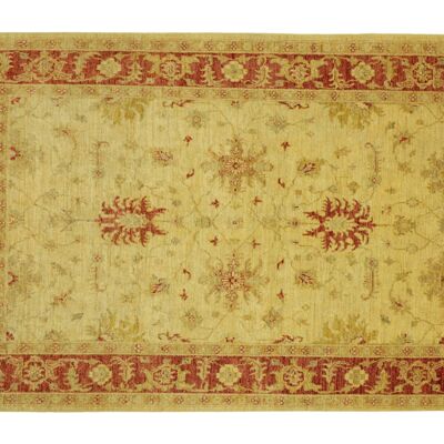 Afghan Chobi Ziegler 238x170 alfombra anudada a mano 170x240 beige floral pelo corto Orient