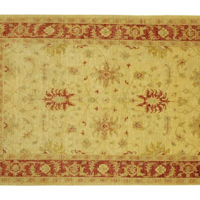 Tapis Afghan Chobi Ziegler 238x170 noué main 170x240 beige fleuri poil court Orient