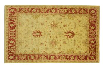 Tapis Afghan Chobi Ziegler 238x170 noué main 170x240 beige fleuri poil court Orient 1