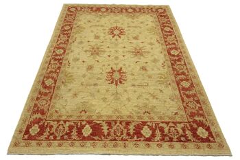 Tapis Afghan Chobi Ziegler 238x170 noué main 170x240 beige fleuri poil court Orient 2