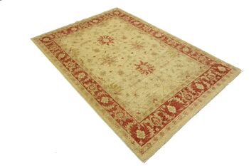 Tapis Afghan Chobi Ziegler 238x170 noué main 170x240 beige fleuri poil court Orient 3