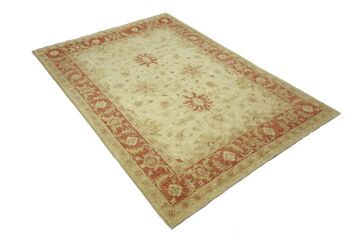 Tapis Afghan Chobi Ziegler 238x170 noué main 170x240 beige fleuri poil court Orient 4