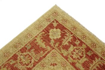 Tapis Afghan Chobi Ziegler 238x170 noué main 170x240 beige fleuri poil court Orient 5