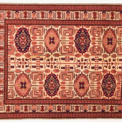 Afghan Mauri Kabul 155x123 tappeto annodato a mano 120x160 motivo geometrico oro
