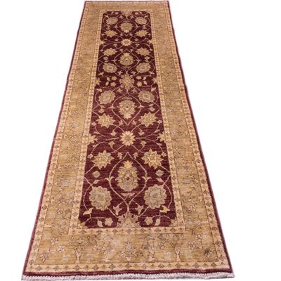 Afghan Chobi Ziegler 278x85 alfombra anudada a mano 90x280 runner rojo oriental