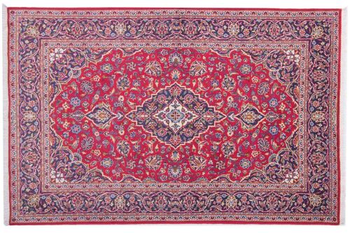 Perser Keshan alt 212x138 Handgeknüpft Teppich 140x210 Rot Orientalisch Kurzflor Orient