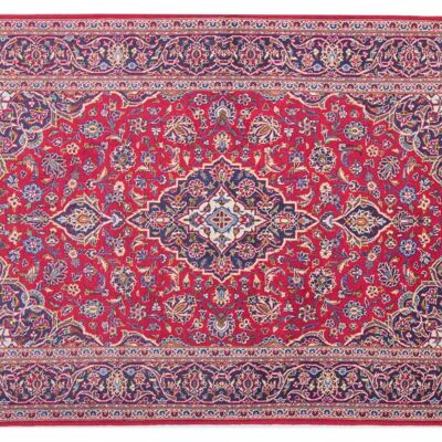 Persian Keshan old 212x138 hand-knotted carpet 140x210 red oriental short pile Orient