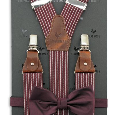 Sir Redman suspenders combi pack Striped Gent bordeaux