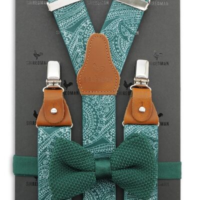 Sir Redman suspenders combi pack Paisley Sketch green