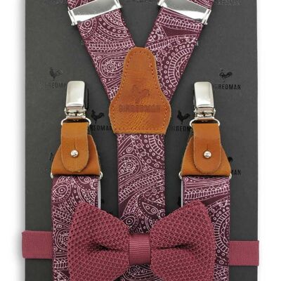 Sir Redman deluxe suspenders Paisley Sketch mauve