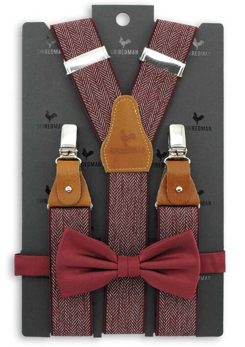 Sir Redman suspenders combi pack Herringbone Pattern