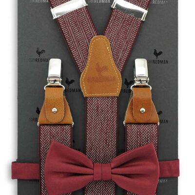 Sir Redman suspenders combi pack Herringbone Pattern