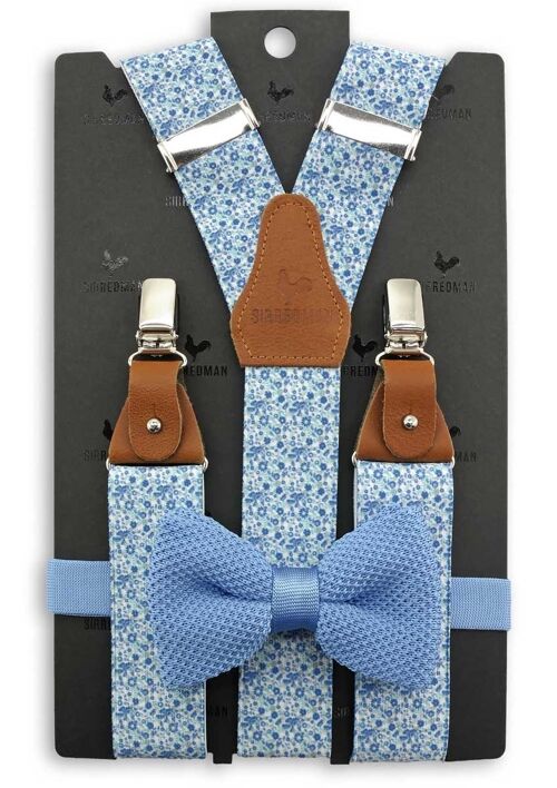 Sir Redman suspenders combi pack Fiori Pastelli blue